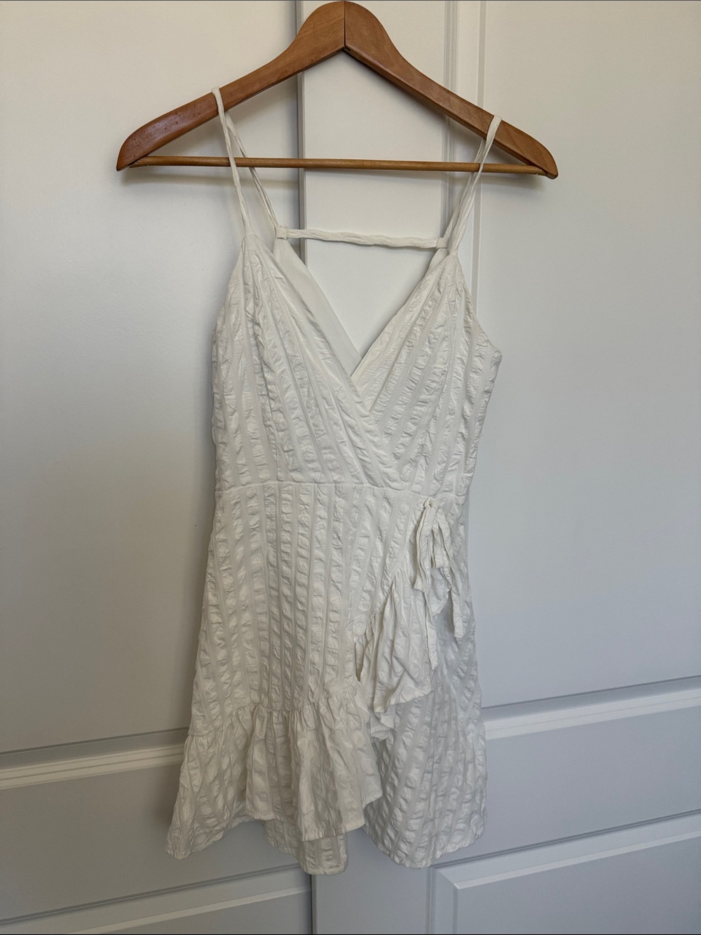 REVOLVE White Textured Wrap Mini Dress